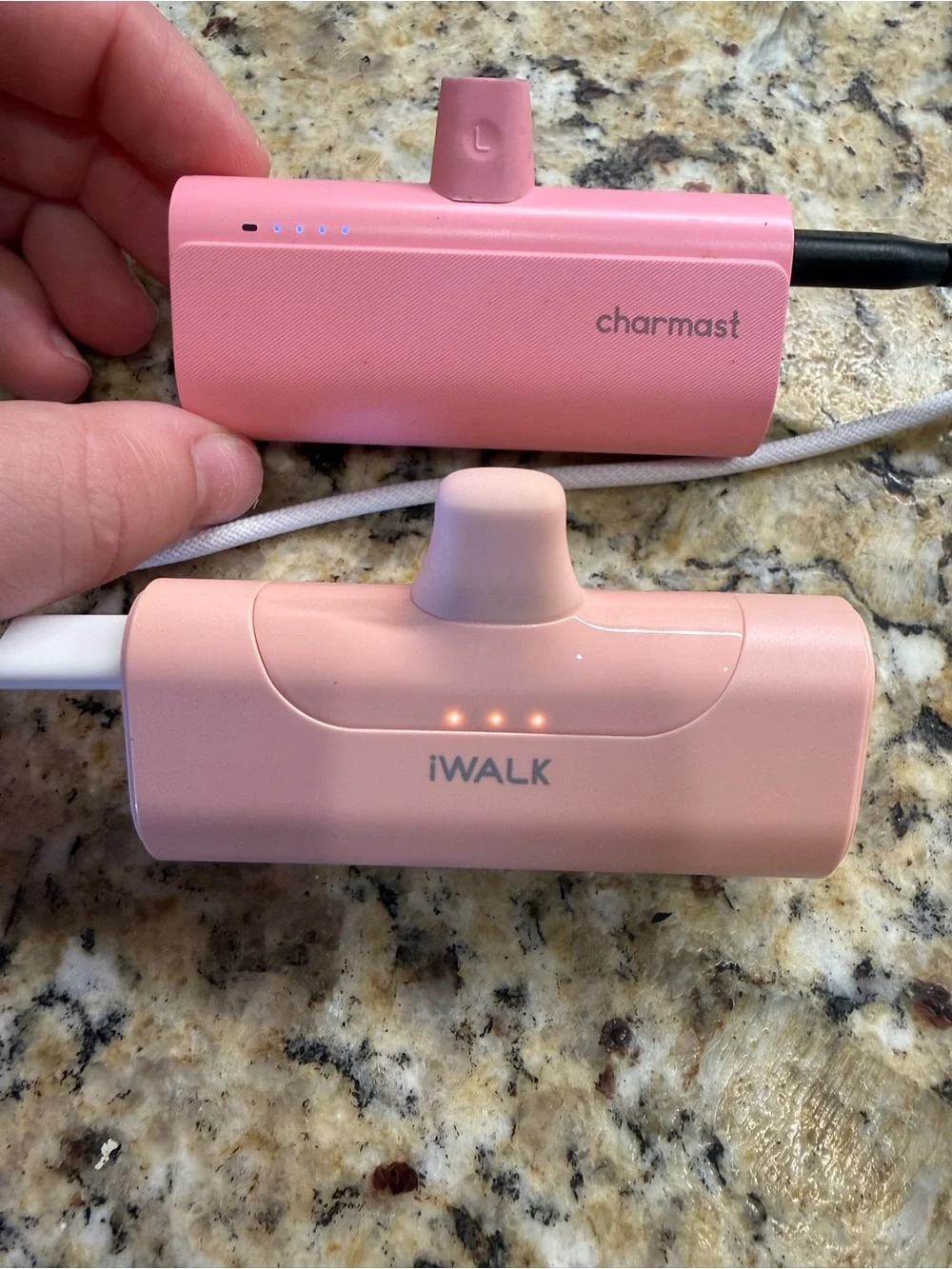 Pink Charmast & iWalk Lightning Connector Portable Power Banks - Set of 2